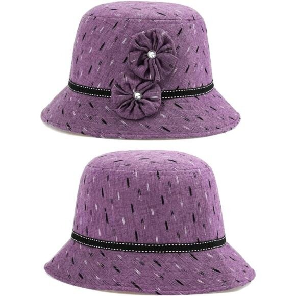 Vintage Felt Cloche Hat Winter Floral Fedora Bucket Hat Bowler Hats - Picture 7 of 7